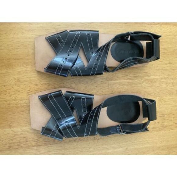 Maria Bontia Black Leather Strappy Square Toe Sandals Shoes SZ 7 - Picture 4 of 9